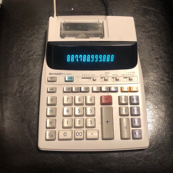 Sharp EL-1801V Portable 12-Digit 2-Color Serial Printing Calculator - Picture 2 of 12